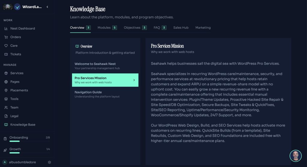 A White-Label Pro Services Platform for Web Hosts Seahawk Pro Services white-label platform
